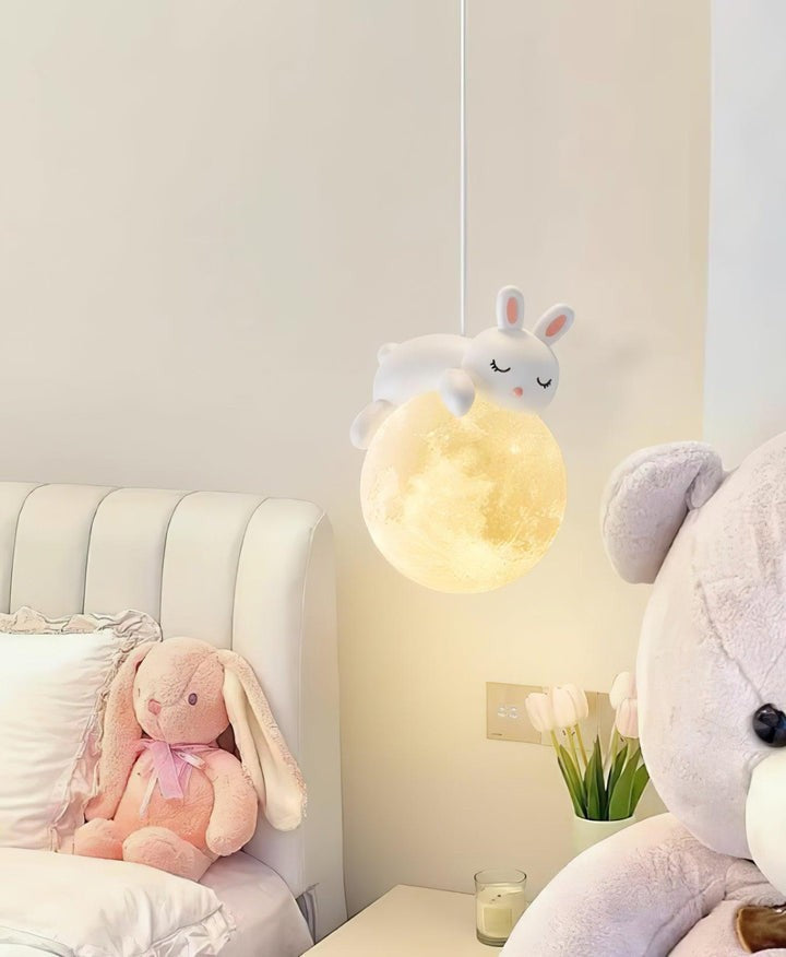 3D Printed Bear & Moon Kids Pendant Light