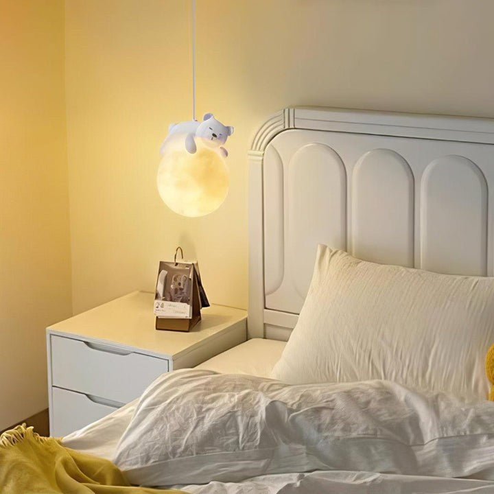 3D Printed Bear & Moon Kids Pendant Light