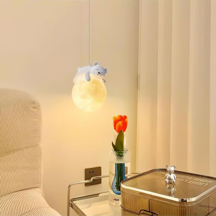 3D Printed Bear & Moon Kids Pendant Light