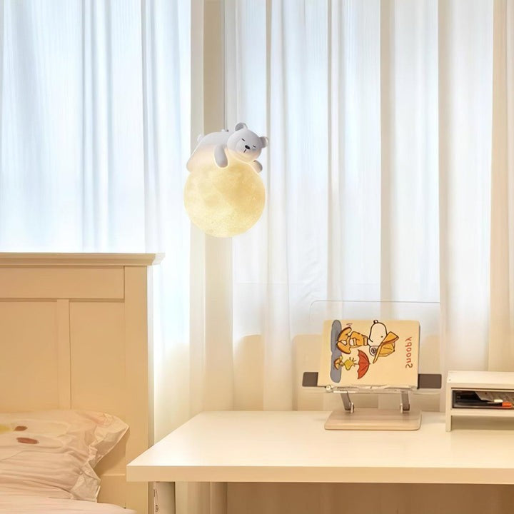 3D Printed Bear & Moon Kids Pendant Light