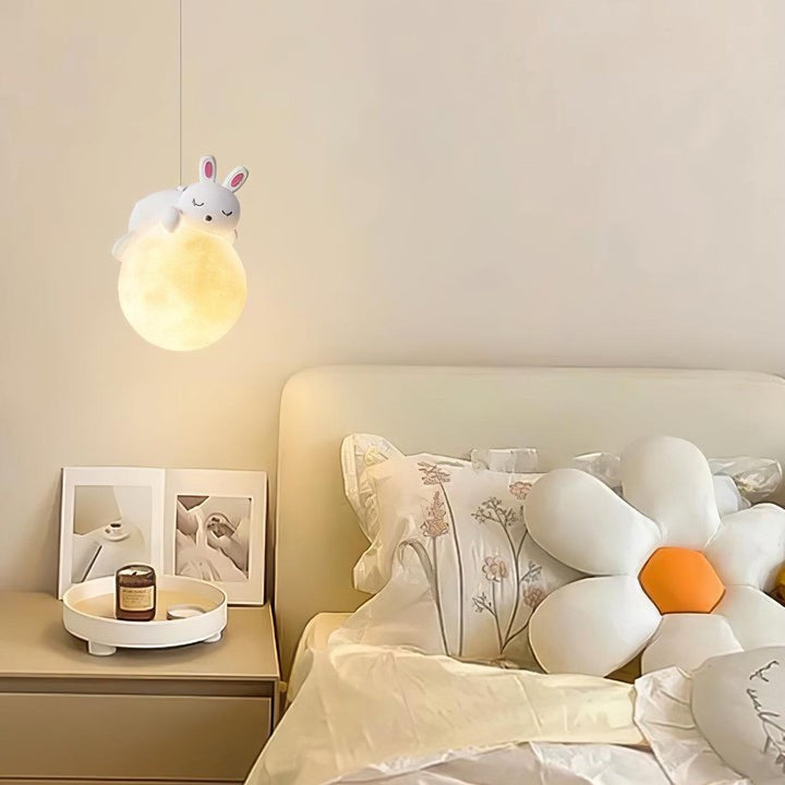3D Printed Bear & Moon Kids Pendant Light