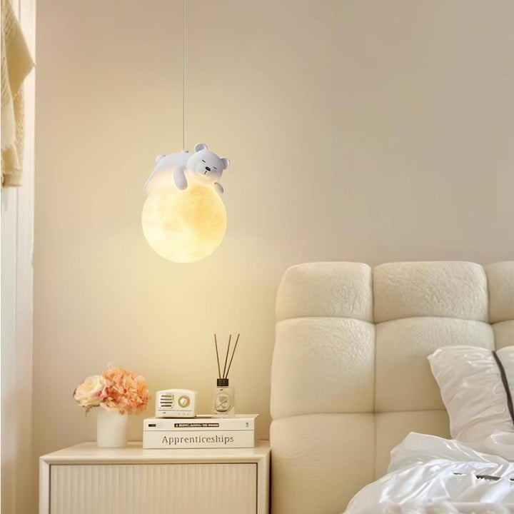 3D Printed Bear & Moon Kids Pendant Light