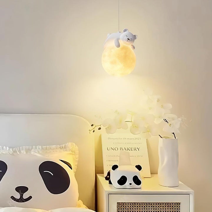 3D Printed Bear & Moon Kids Pendant Light