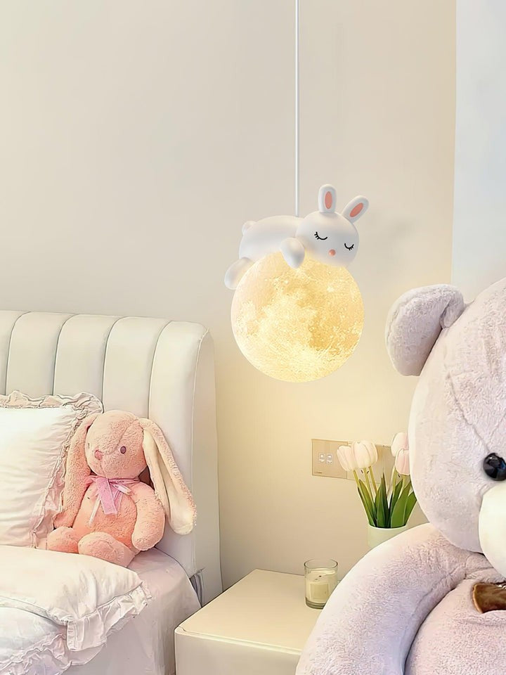 3D Printed Bear & Moon Kids Pendant Light