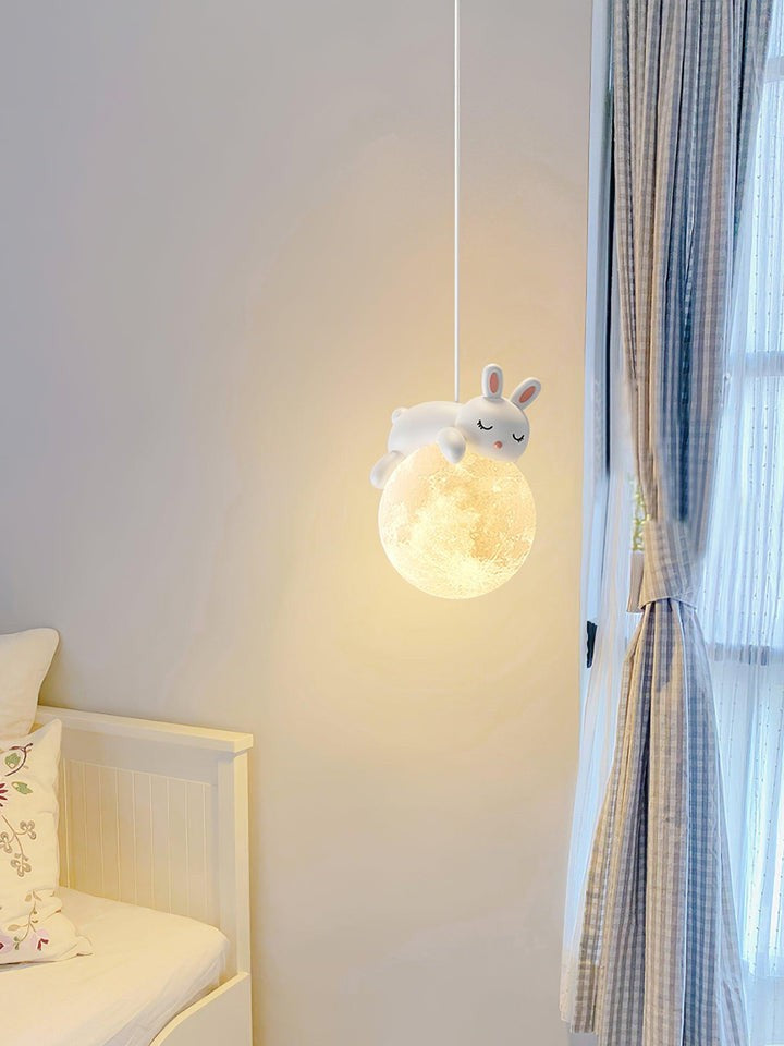 3D Printed Bear & Moon Kids Pendant Light