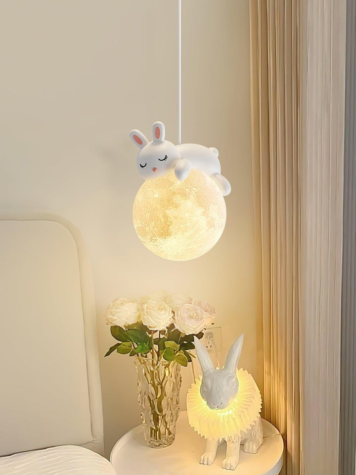 3D Printed Bear & Moon Kids Pendant Light