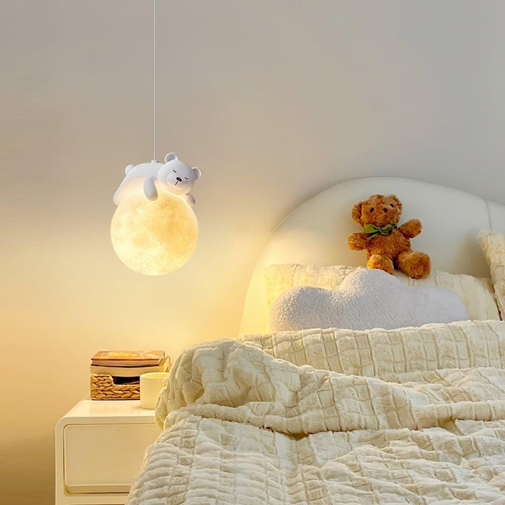 3D Printed Bear & Moon Kids Pendant Light