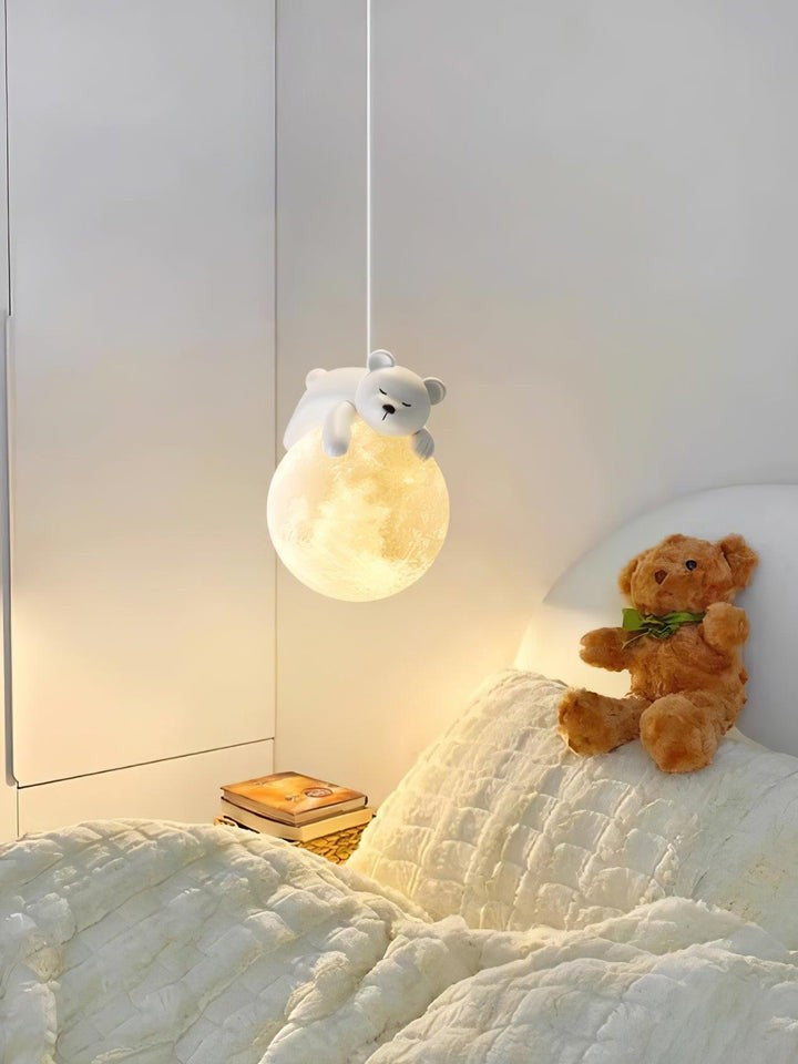 3D Printed Bear & Moon Kids Pendant Light