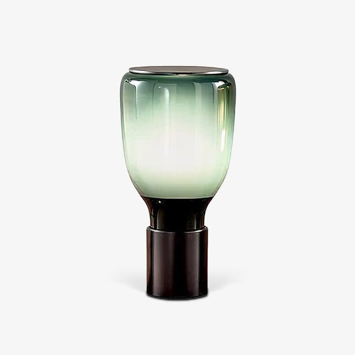 Colorful Blown Glass Table Lamp in Green & Amber