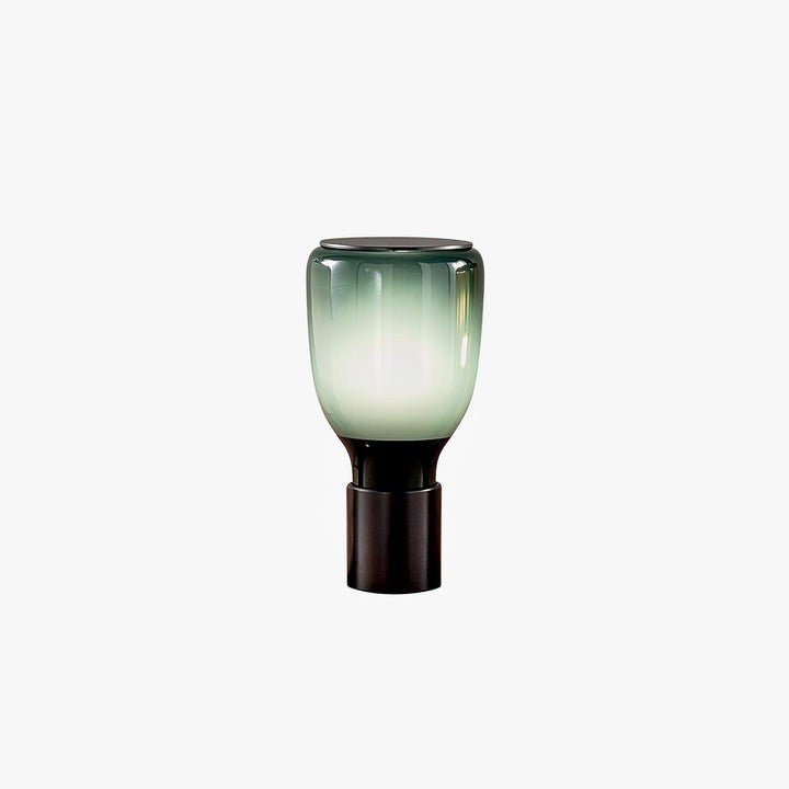 Colorful Blown Glass Table Lamp in Green & Amber