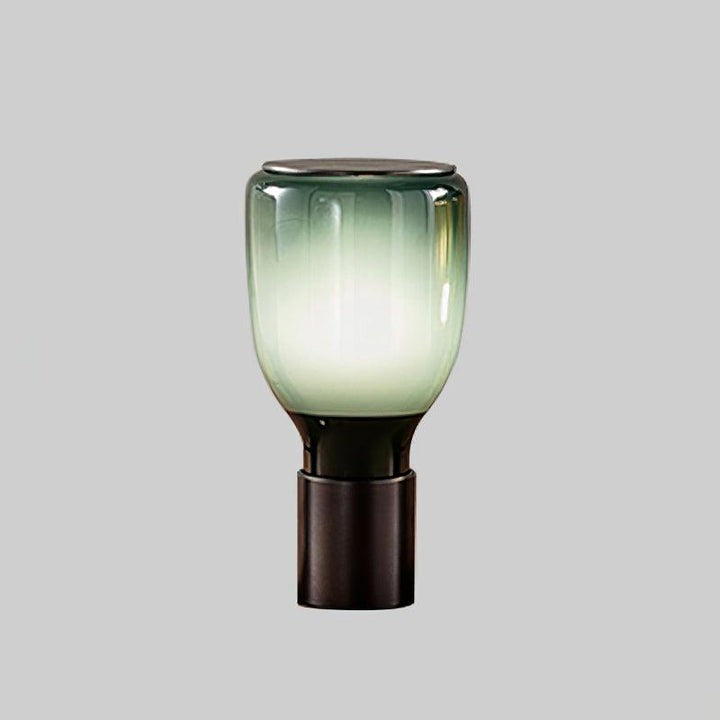 Colorful Blown Glass Table Lamp in Green & Amber