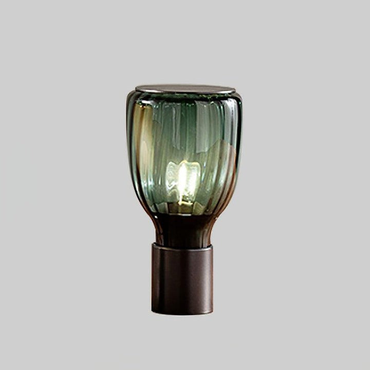 Colorful Blown Glass Table Lamp in Green & Amber