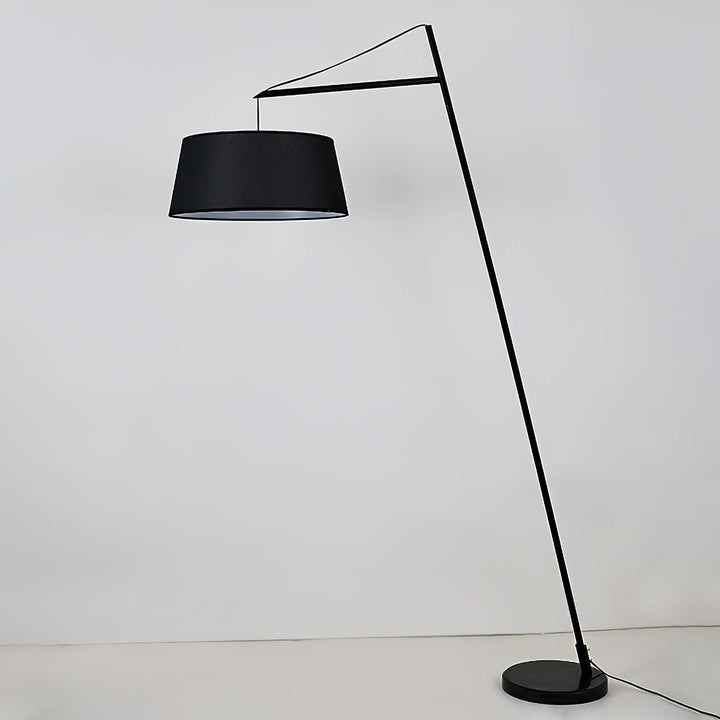 Adjustable Black Metal Floor Lamp with Fabric Shade