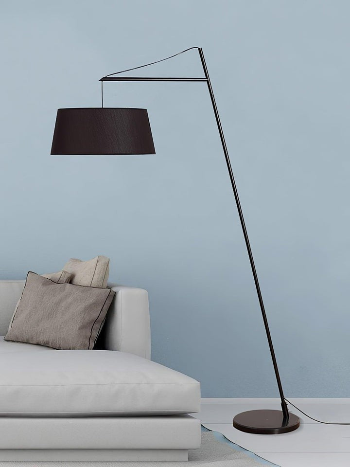 Adjustable Black Metal Floor Lamp with Fabric Shade