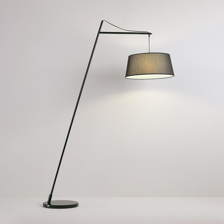 Adjustable Black Metal Floor Lamp with Fabric Shade