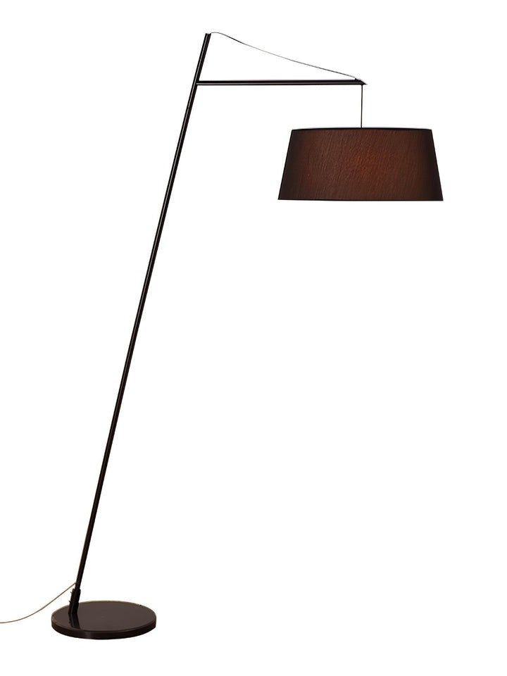 Adjustable Black Metal Floor Lamp with Fabric Shade