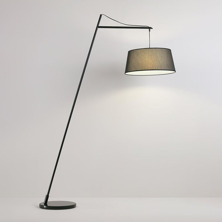 Adjustable Black Metal Floor Lamp with Fabric Shade