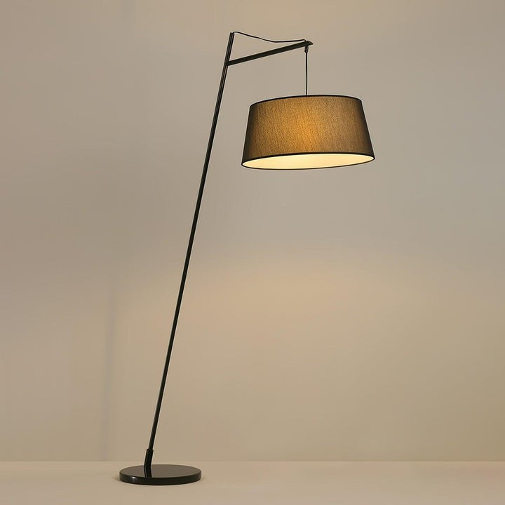 Adjustable Black Metal Floor Lamp with Fabric Shade