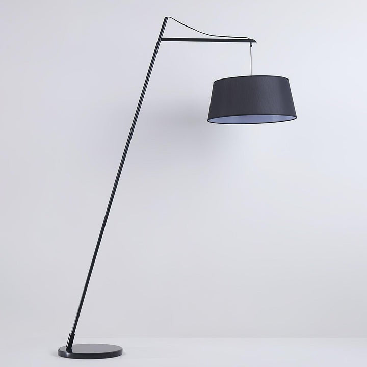 Adjustable Black Metal Floor Lamp with Fabric Shade
