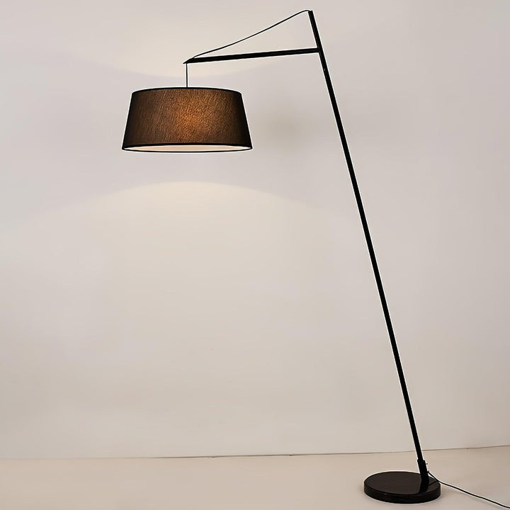 Adjustable Black Metal Floor Lamp with Fabric Shade