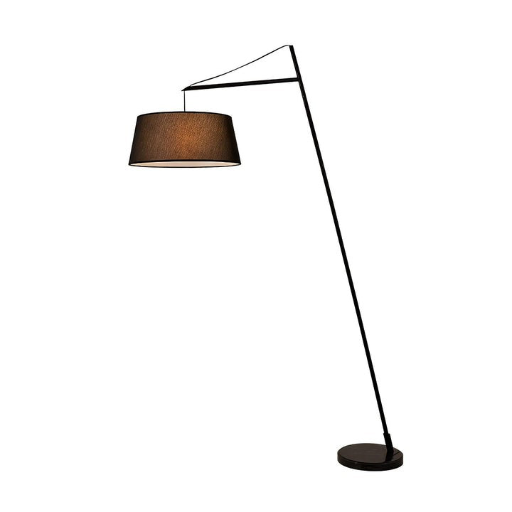 Adjustable Black Metal Floor Lamp with Fabric Shade