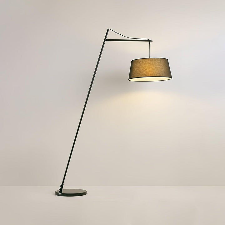 Adjustable Black Metal Floor Lamp with Fabric Shade