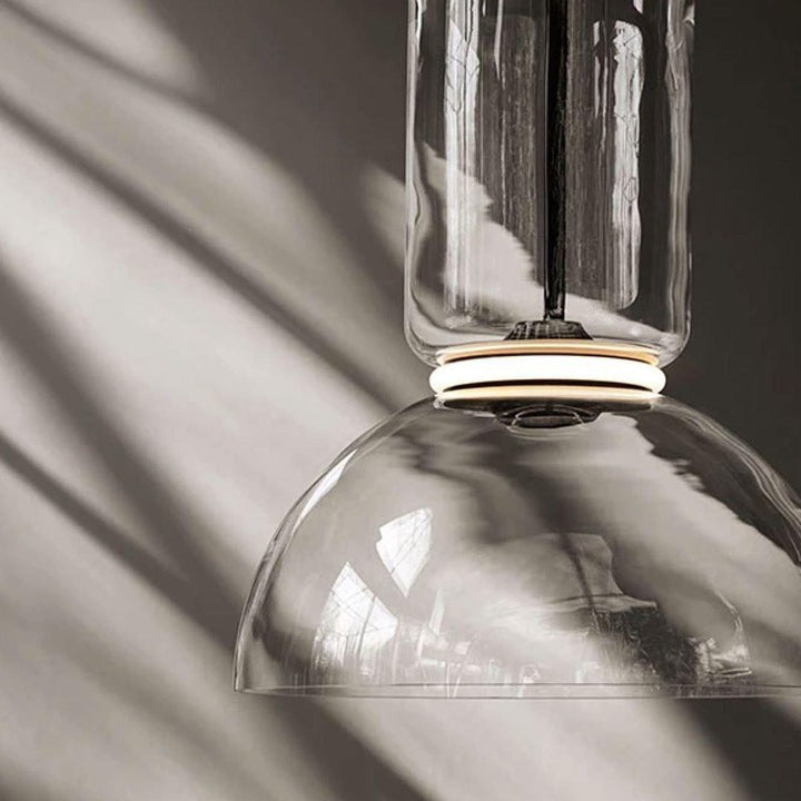 Adjustable Clear Glass Cylinder LED Pendant Light