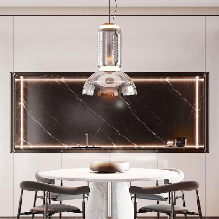 Adjustable Clear Glass Cylinder LED Pendant Light