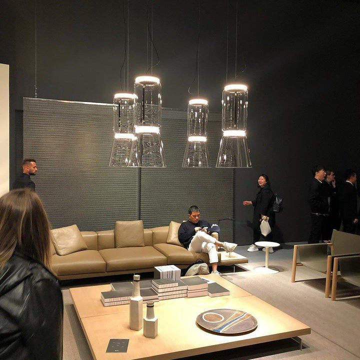 Adjustable Clear Glass Cylinder LED Pendant Light