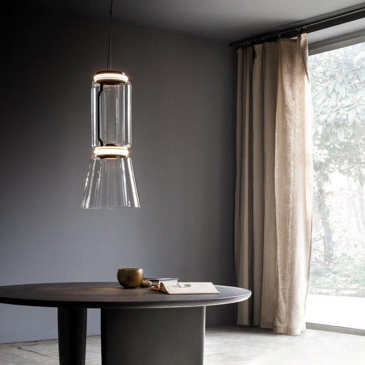 Adjustable Clear Glass Cylinder LED Pendant Light