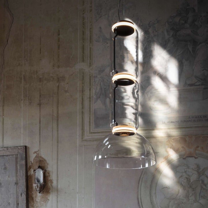 Adjustable Clear Glass Cylinder LED Pendant Light