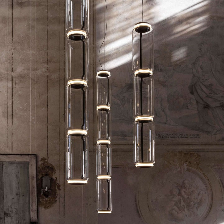 Adjustable Clear Glass Cylinder LED Pendant Light