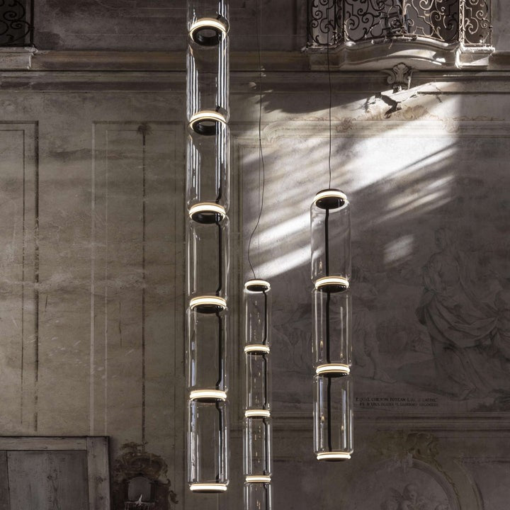 Adjustable Clear Glass Cylinder LED Pendant Light