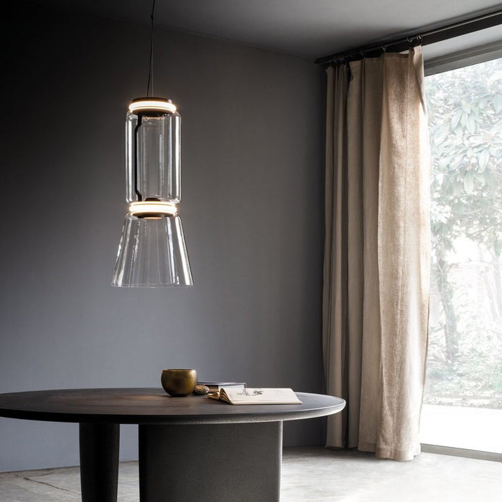Adjustable Clear Glass Cylinder LED Pendant Light