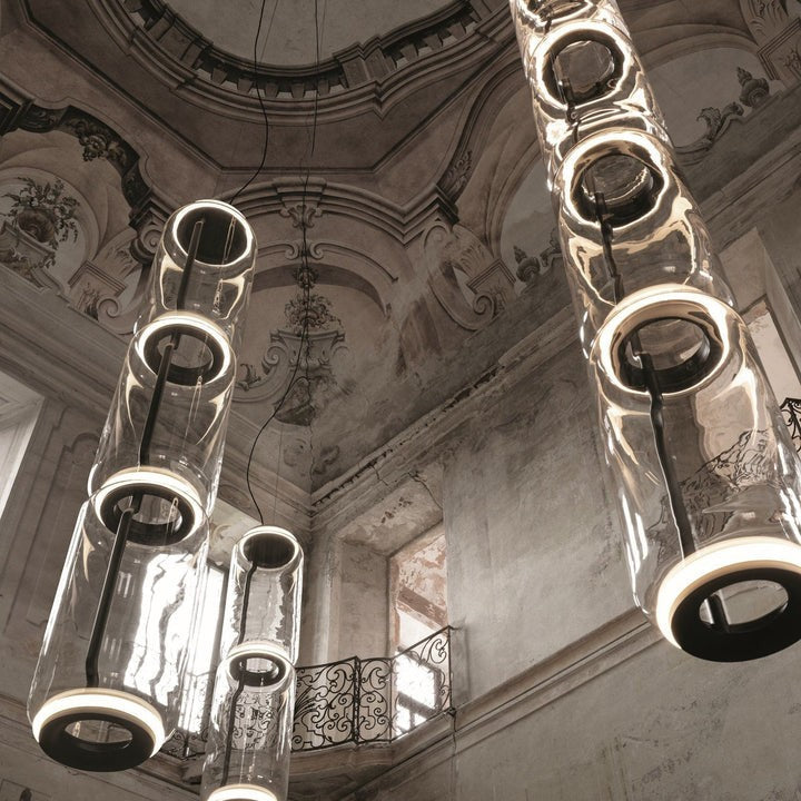 Adjustable Clear Glass Cylinder LED Pendant Light