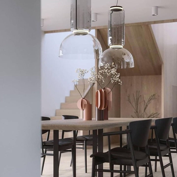 Adjustable Clear Glass Cylinder LED Pendant Light