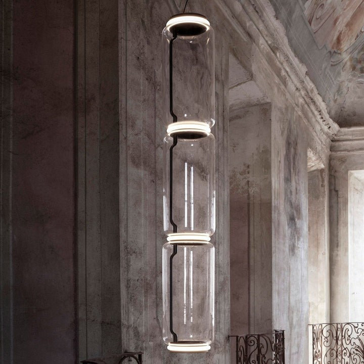 Adjustable Clear Glass Cylinder LED Pendant Light