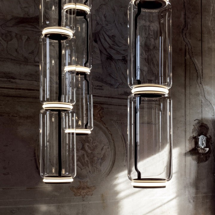 Adjustable Clear Glass Cylinder LED Pendant Light