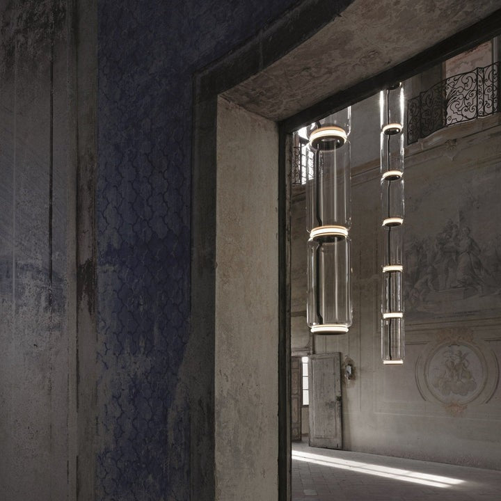 Adjustable Clear Glass Cylinder LED Pendant Light