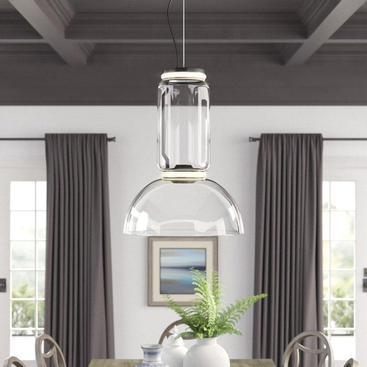 Adjustable Clear Glass Cylinder LED Pendant Light