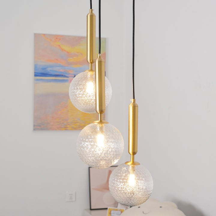 Adjustable Opal & Clear Glass Sphere Pendant Light
