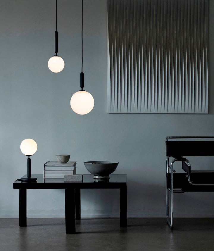 Adjustable Opal & Clear Glass Sphere Pendant Light