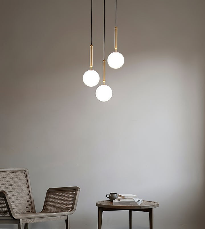Adjustable Opal & Clear Glass Sphere Pendant Light