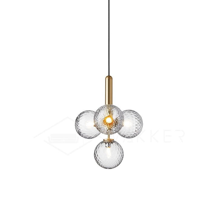 Adjustable Opal & Clear Glass Sphere Pendant Light