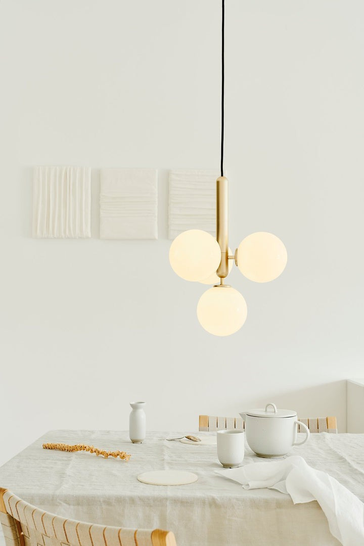 Adjustable Opal & Clear Glass Sphere Pendant Light