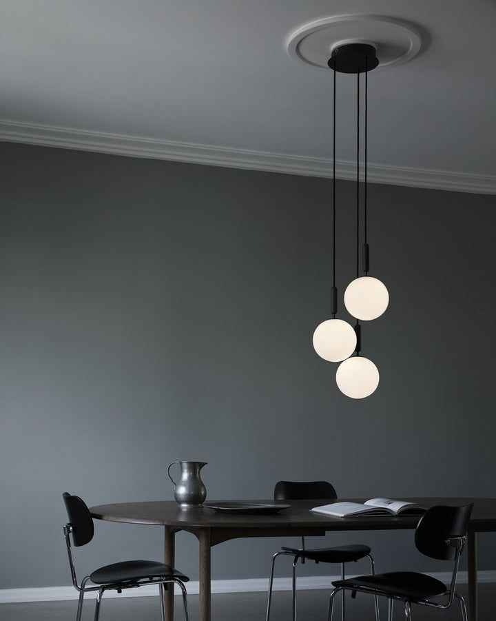 Adjustable Opal & Clear Glass Sphere Pendant Light