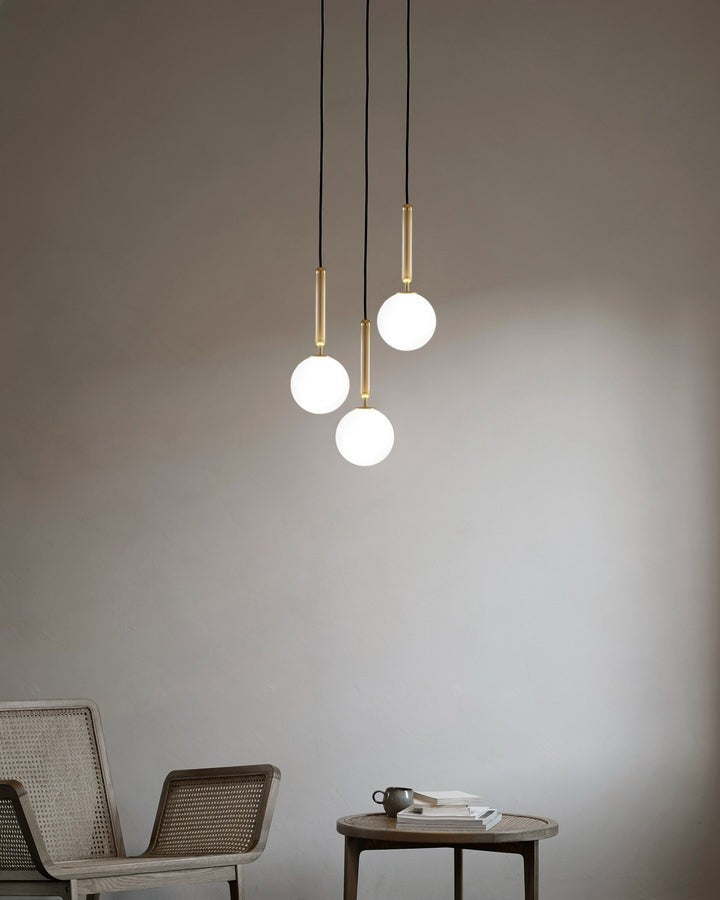 Adjustable Opal & Clear Glass Sphere Pendant Light