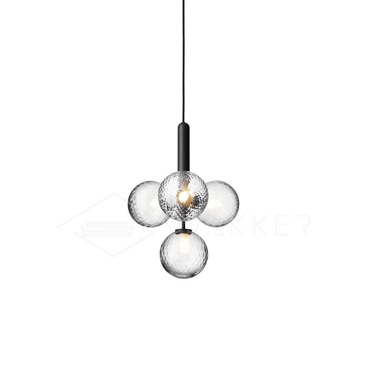 Adjustable Opal & Clear Glass Sphere Pendant Light
