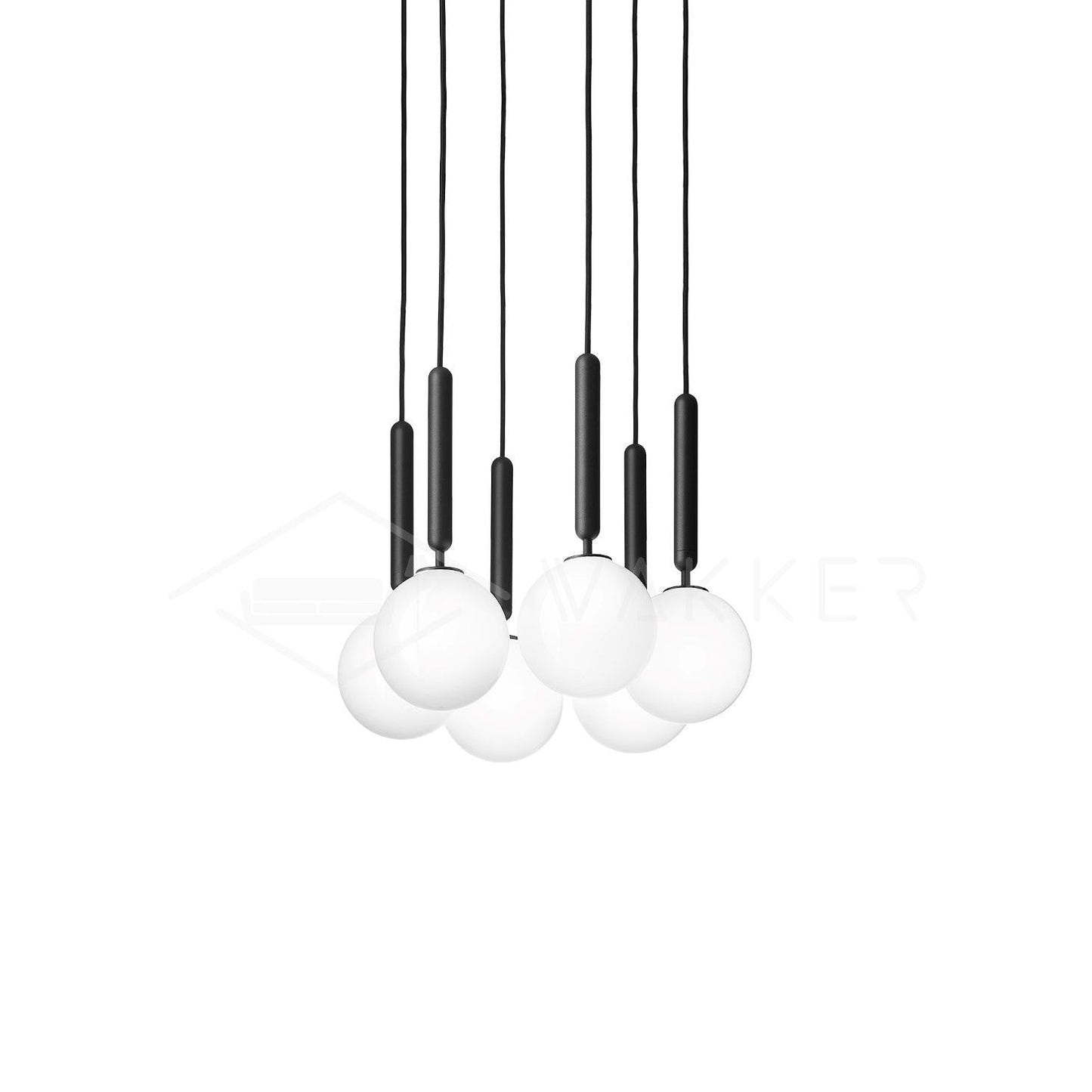 Adjustable Opal & Clear Glass Sphere Pendant Light