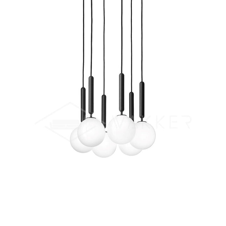 Adjustable Opal & Clear Glass Sphere Pendant Light